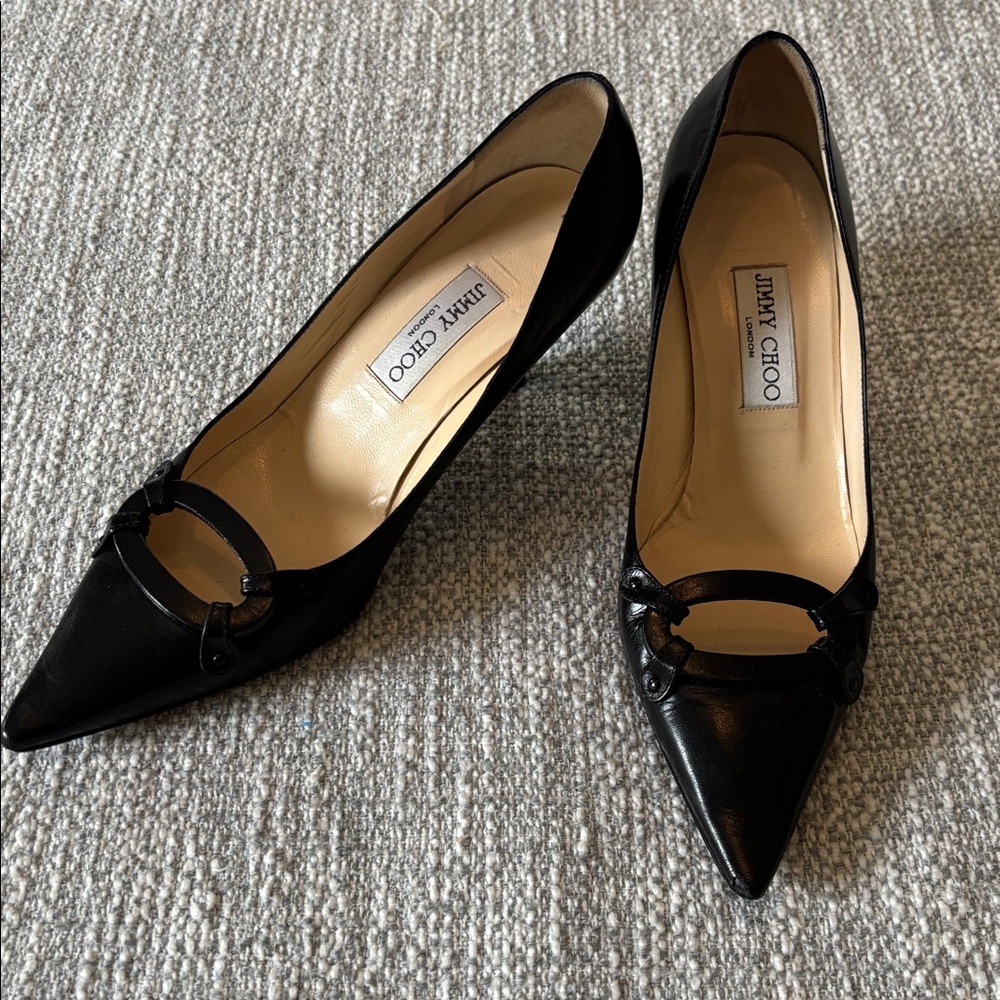 Jimmy Choo Black Pointed Toe Pumps- 8 1/2